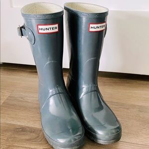 Hunter Original Gloss Short Boot in Grey